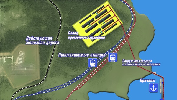 Транспортно-перегрузочный комплекс для перевалки угля на северном берегу бухты Мучке