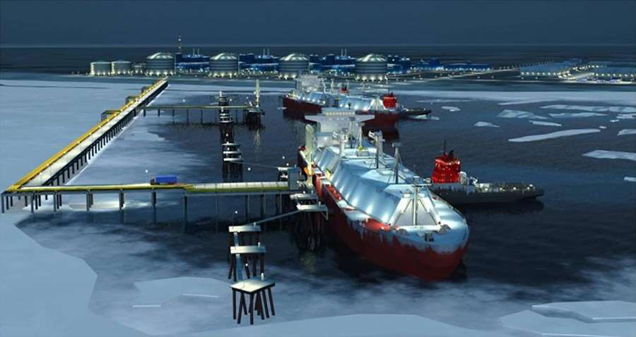 Инженерные мероприятия по уменьшению толщины ледового поля в порту Сабетта на полуострове Ямал