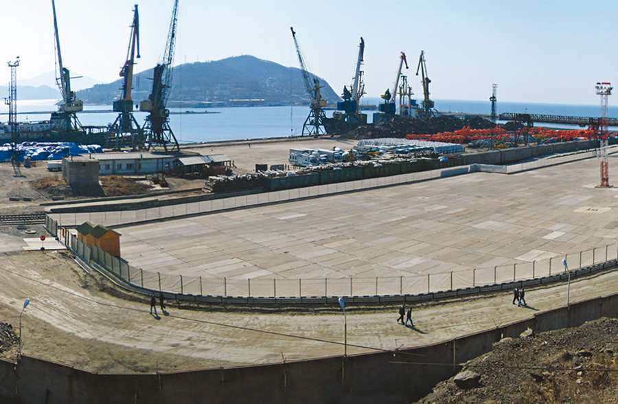 Container terminal at the port of Zarubino (Far East Russia)  